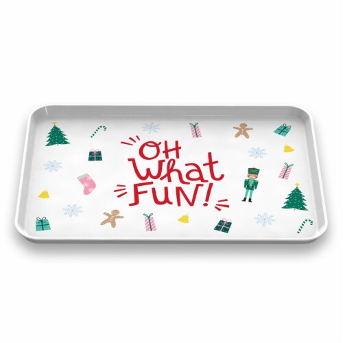 Holiday Home Melamine Oh What Fun Christmas Platter Perspective: front