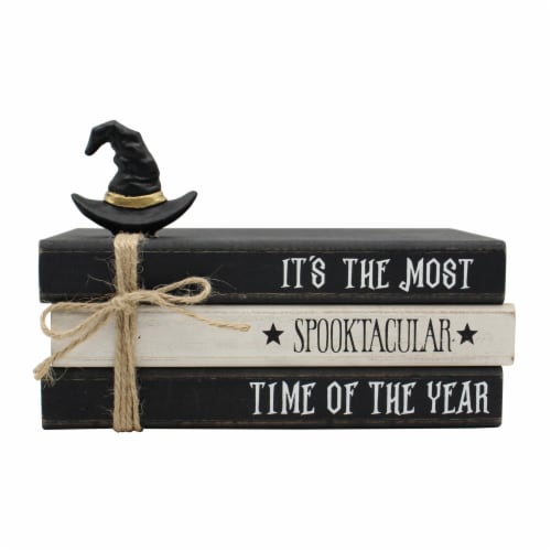 Holiday Home 8.6" Stacked Books with Hat Hallowen Decor Perspective: front