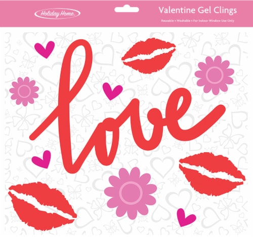 Holiday Home Love Lips Valentine's Gel Clings Perspective: front