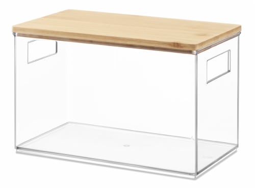 Everyday Living Handled Clear Bin + Bin Perspective: front