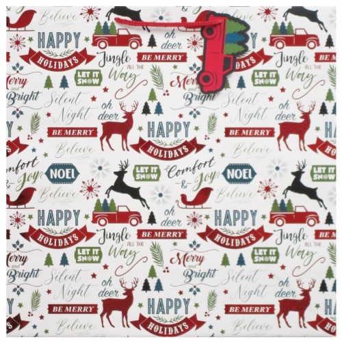 Holiday Home Be Merry Large Square Christmas Gift Bag Perspective: front