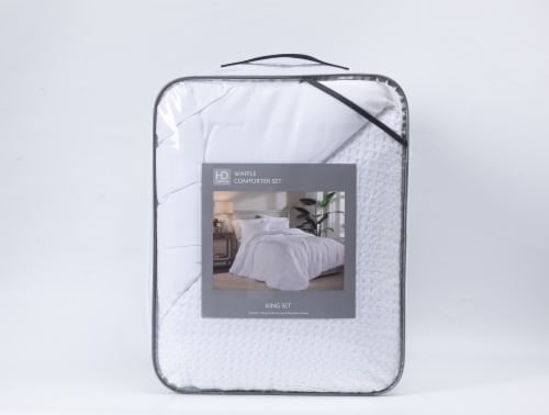 HD Designs Dunaway Collection Waffle Comforter Set - White Perspective: front
