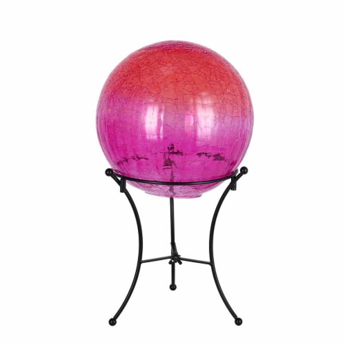HD Designs Outdoors Glass Gazing Ball with Stand - Pink/Purple Perspective: front