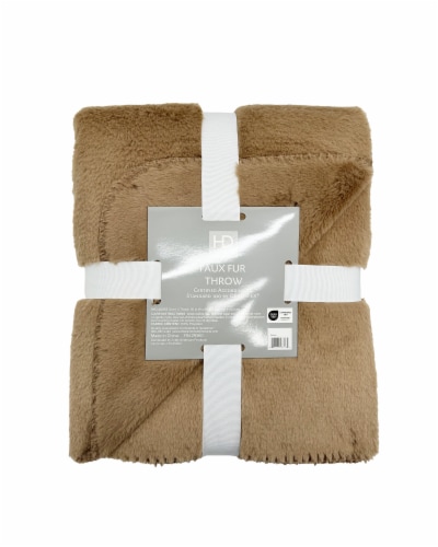 HD Designs® Luxe Reversible Faux Fur Throw - Brown Perspective: front