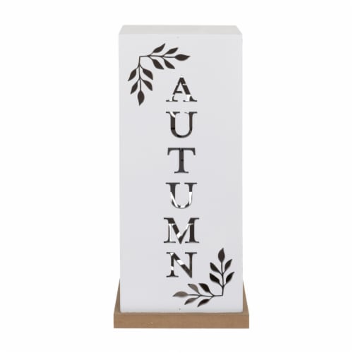 Holiday Home Wooden Cutout Autumn Lantern - White Perspective: front