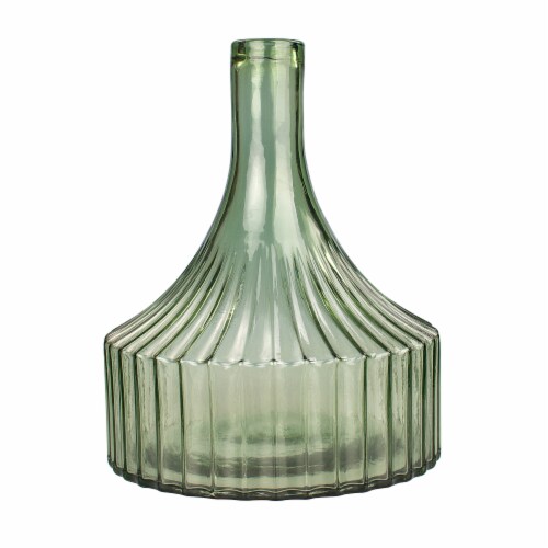 HD Designs Ribbed Glass Vase - Green Perspective: front