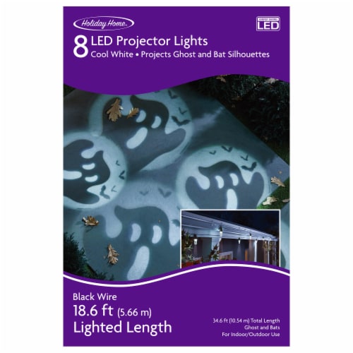 Holiday Home® 8 ct LED Cool White Ghost and Bats Halloween Projection Lights Perspective: front