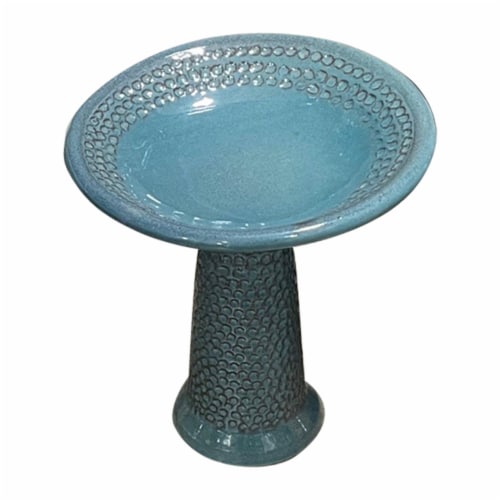 HD Outdoors Theo Mini Birdbath - Teal Perspective: front