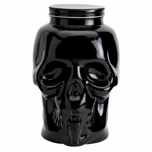 Holiday Home Smoke 4L Glass Skull Halloween Beverage Dispenser Perspective: front