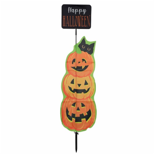 Holiday Home Fabric Stake Pumpkins Perspective: front