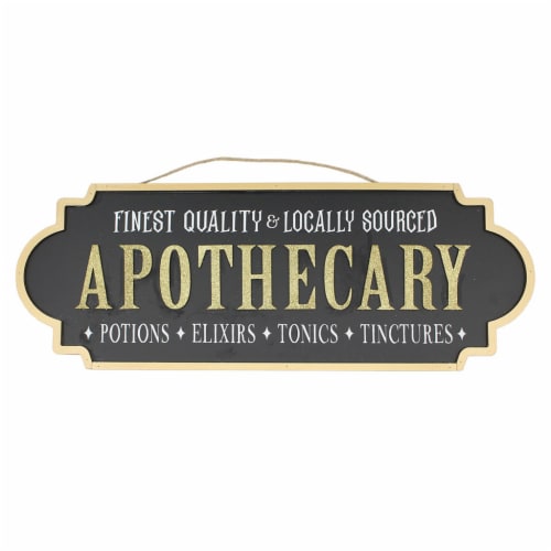 Holiday Home 20" Black and Gold Apothecary Wall Sign Halloween Décor Perspective: front