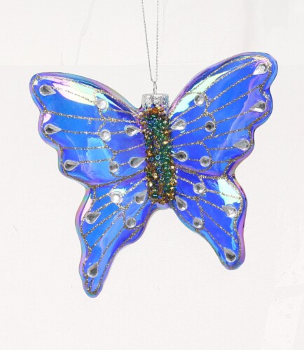 Holiday Home Blue Butterfly Ornament Perspective: front
