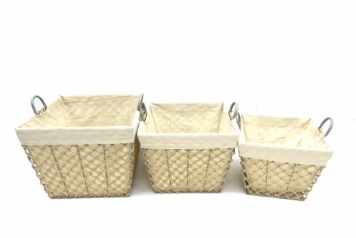 HD Designs Wire Woven with Liner Small Square Paper Basket Perspective: front