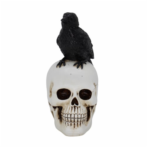 Holiday Home Raven On Skull Decor Perspective: front