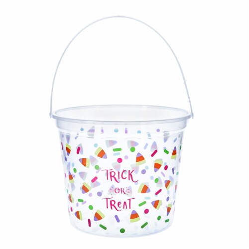 Holiday Home Candy Corn Jumbo Halloween Treat Bucket - White Perspective: front
