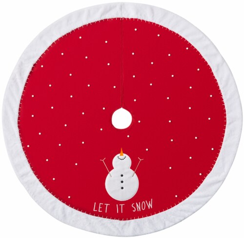 Holiday Home 48" Let It Snow Christmas Christmas Tree Skirt Christmas Decoration Perspective: front