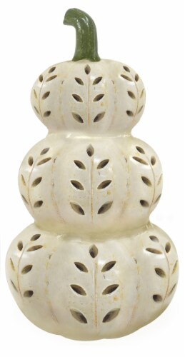 Holiday Home 20" Triple Stacked White Pumpkin Halloween Décor Perspective: front