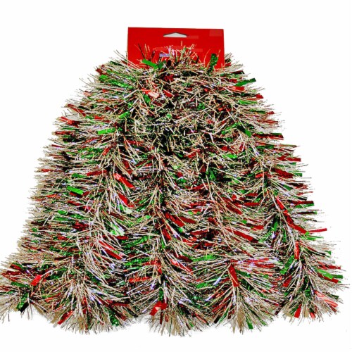 Holiday Home 10' Metallic Green Mega Wide Cut Tinsel Garland Christmas Decoration Perspective: front