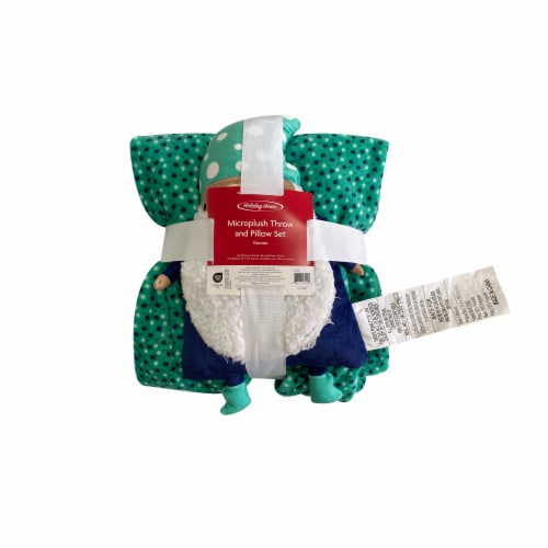Holiday Home Gnome Christmas Pillow and Throw Set Holiday Décor Perspective: front