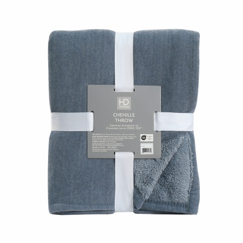 HD Designs® Chenille Sherpa Throw - Blue Perspective: front