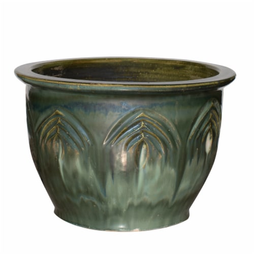 HD Designs Outdoors Etched Planter - Green Perspective: front
