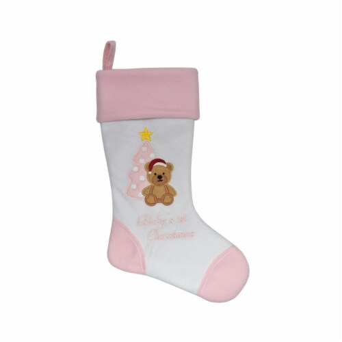 Holiday Home Stocking Babies 1st Pink Christmas Décor Perspective: front