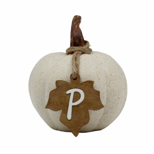 Holiday Home Tofu Pumpkin Monogram - P Thanksgiving Fall Décor Perspective: front