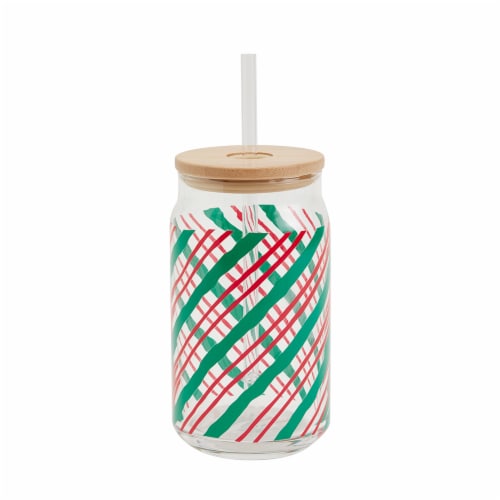 Holiday Home Christmas Soda Can Glass Sipper Perspective: front