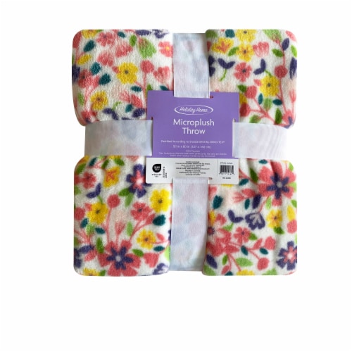 Holiday Home® Easter Microplush Throw - Spring Floral Perspective: front