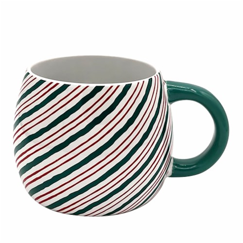 Holiday Home Ceramic Green Stripe Mug Perspective: front