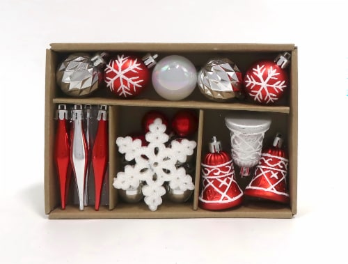 Holiday Home Mini Ornament Set - Pink/Silver/White Perspective: front