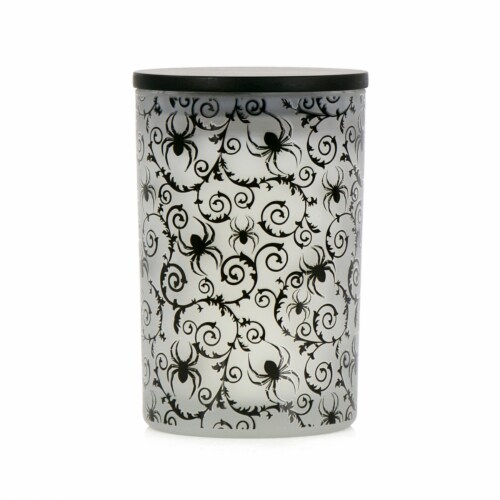 Holiday Home Halloween Jar Candle Decorative Spider Web Perspective: front