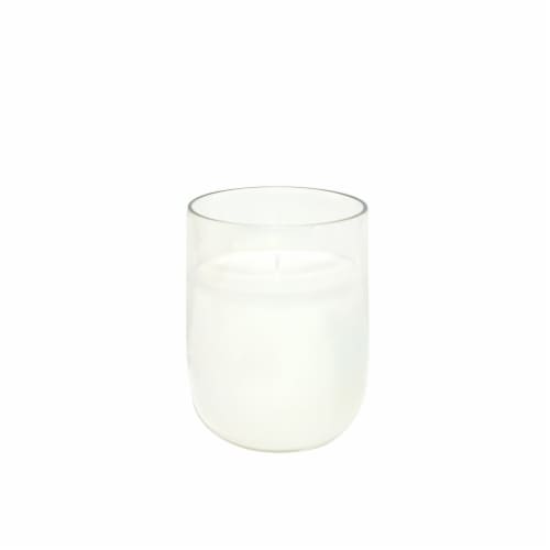 HD 6oz Iridescent Short Cylinder Glass Candle White Perspective: front