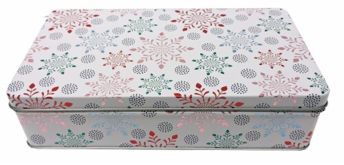 Holiday Home Christmas Rectangle Cookie Tin - Falling Snow Perspective: front