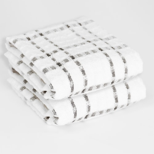 Everyday Living Grid Kitchen Towels - Black Perspective: front