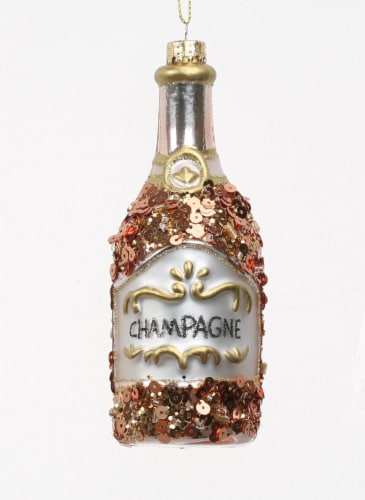 Holiday Home Champagne Bottle Ornament Perspective: front