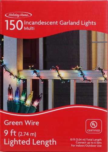 Holiday Home® 150 ct Green Wire Garland Christmas Lights - Multi Perspective: front