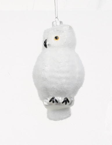 Holiday Home White Owl Ornament Perspective: front