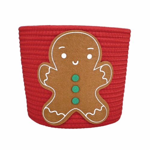 Lucky Star Holiday Gingerbread Rope Basket Perspective: front