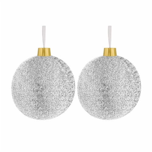 Holiday Home Tinsel Jumbo Ornaments - Silver Perspective: front