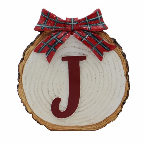Holiday Home Tree Stump Monogram J Christmas Holiday Décor Perspective: front