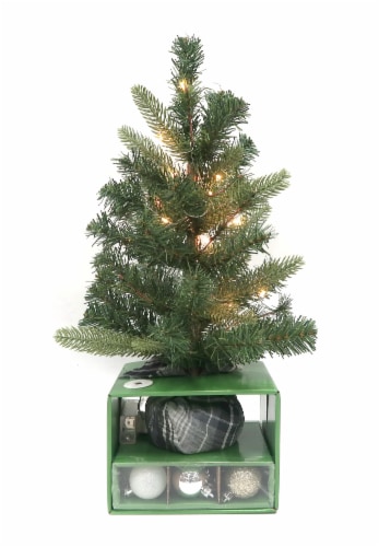 Holiday Home Mini Christmas Christmas Tree with Ornaments and Lights - Gold  / Silver / White, 18 in - Kroger