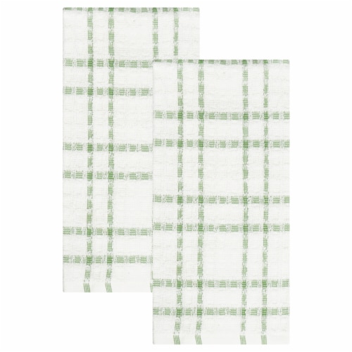 Everyday Living Grid Kitchen Towels - Green Perspective: front