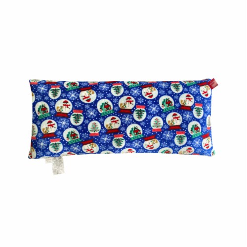 Holiday Home Blue Snowglobes Body Pillow Perspective: front