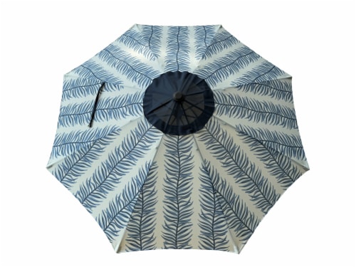SDS for HD Designs Market Umbrella - Blue Palm Feather Perspective: front