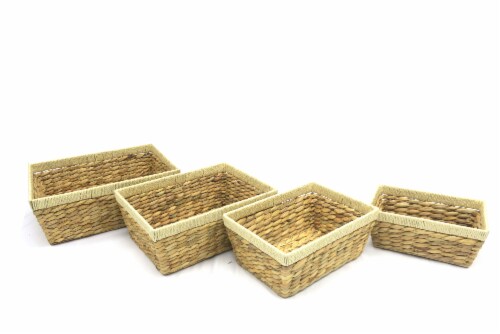 Red Paper Rope Storage Basket with Cutout Handles, Small