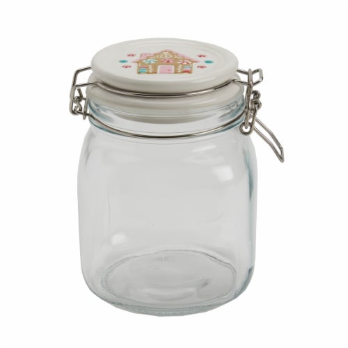 Holiday Home Christmas Candy Canes Clamp Jar Perspective: front