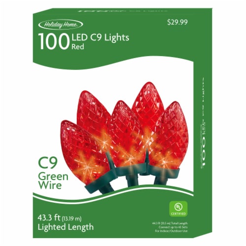 Holiday Home® 100 ct Green Wire LED Christmas Lights - Red Perspective: front