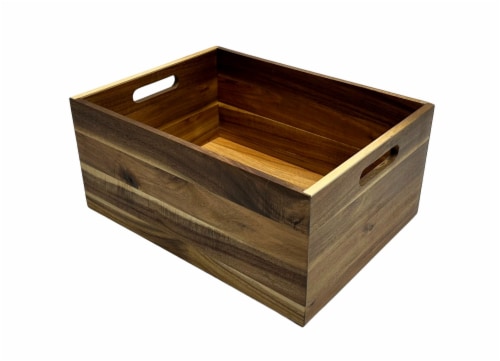 HD Designs Rectangular Acacia Wood Basket - M Perspective: front