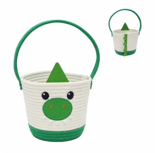 Holiday Home Dino Rope Easter Basket - Green Perspective: front